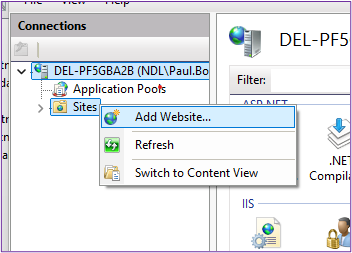 Picture showing the Add Website option. 